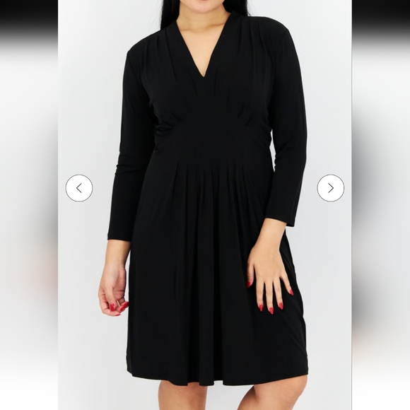 Catherine Malandrino Black Womens Pleated Pullover Mini Dress Size L - Picture 1 of 13